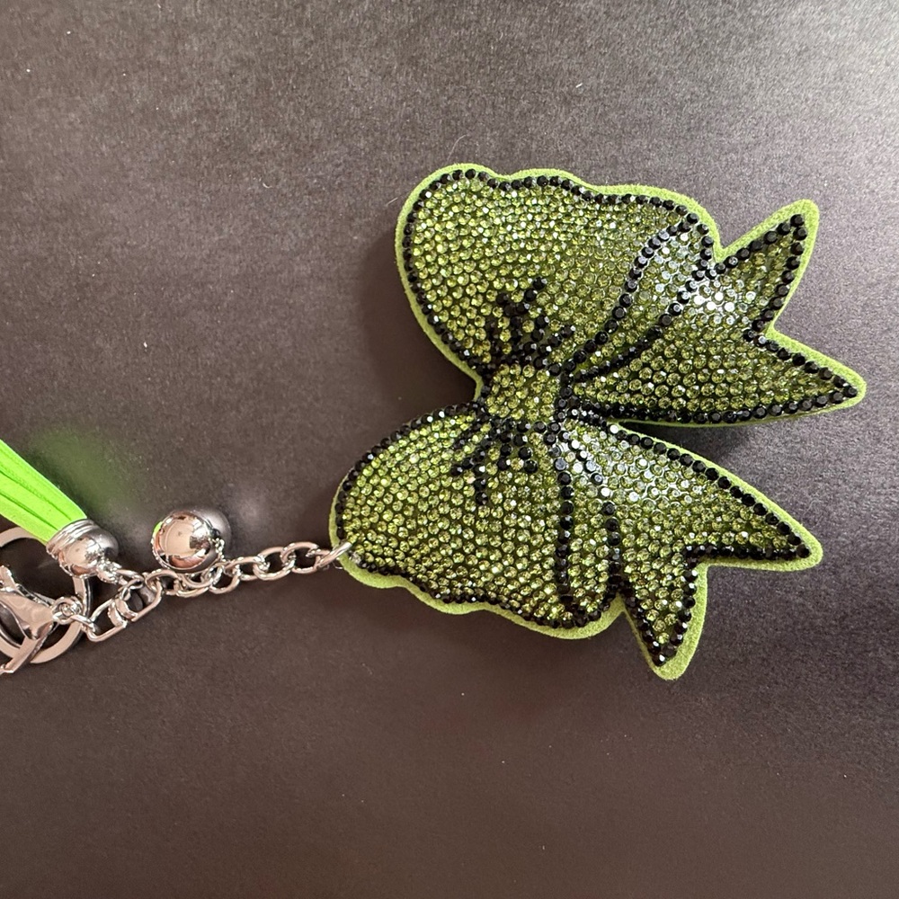 Bling Jewelry Lime Green Crystal Bow Keychain Card Holder